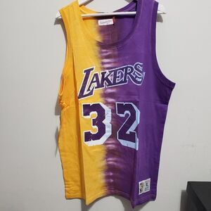 Mitchell & Ness Mens Sz Large Los Angeles Lakers NBA Magic Johnson Tie-Dye Tank